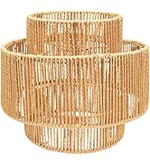 LUCORUSC Hanging Light Lamp Shades Boho Rattan Lamp Shades, Woven LampShades for Floor Lamps Ratt...
