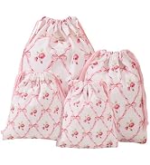 LYDZTION 4Pcs Floral Makeup Bag Drawstring Cosmetic Bag for Women and Girls,Large Capacity Travel...