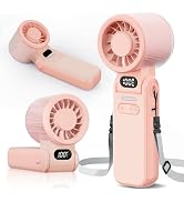 Portable Handheld Turbo Fan, 8m/s High Speed Portable Fan 5 Speed (1-100), 180° Foldable Personal...