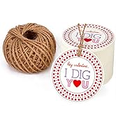 WRAPAHOLIC Gift Tags with String - 100PCS Valentine's Day "I DIG You" Paper Tags with 100 Feet Na...