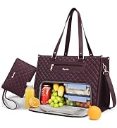 Bagstellar Lunch Tote Bag for Women, 15.6 Inch Laptop Work Bag with Insulated Lunch Box Compartme...