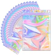 ANZNKU 100PCS Holographic Mylar Bags 4x6 Resealable Packaging Bag for Small Business, Sealable Sm...