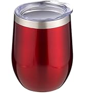 StarSpeed 12OZ Stainless Steel Wine Tumbler with lid. Stemless Double Wall Insulated Wine Tumbler...