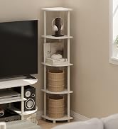 Furinno Turn-N-Tube Corner Shelf, 5-Tier Corner Bookshelf, Open Storage Shelves, for Organization...
