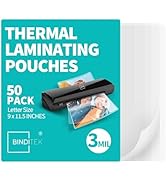 Binditek 50 Pack 3 Mil Thermal Laminating Pouches, 9x11.5 Inches Laminating Sheets, for Letter Si...