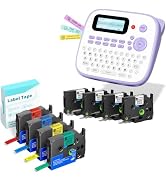 EazeID Label Maker Machine with Color Tapes 8PK Bundle 12mm 0.47 Laminated, Label Maker Waterproo...