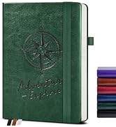 PAIBAS Vintage Leather Journal Notebook for Men & Women - 160 Pages Lined Paper, Green A5 Hardcov...