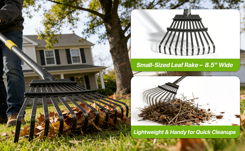garden leaf rake, Small Rake for Leaves Heavy Duty