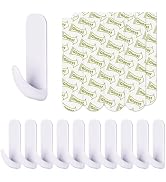 Gluest Strong Adhesive Wall Hook with Large Size Strips, 10pcs Damage Free Hooks Hold Up to 4lbs,...