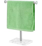 Hand Towel Holder, Stainless Steel Hand Towel Rack Stand with Stable Marble Base, T-Shape Free St...