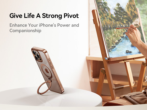iphone 16 pro max case with 360° spin stand, Desert Titanium Gold