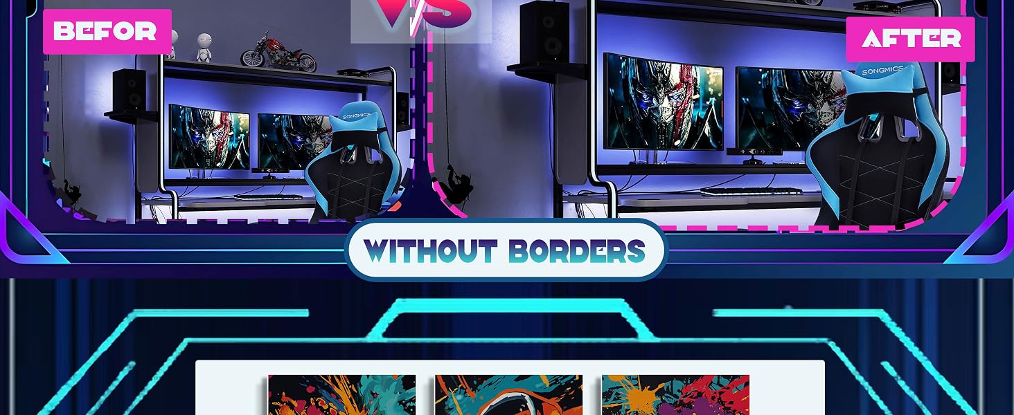 3Pcs Cool Gaming Wall Art Set, Retro Video Game Neon Gamepad Watercolor Canvas Prints for Boys Room