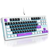 Mosptnspg 80% TKL Wired Mechanical Keyboard,RGB Backlit Gasket Mount 87 Key Hot Swappable Custom ...