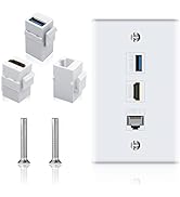 Poyiccot HDMI RJ45 Wall Plate, 3Port HDMI USB Outlet Wall Plate, 1 x HDMI Female to Female Jack +...