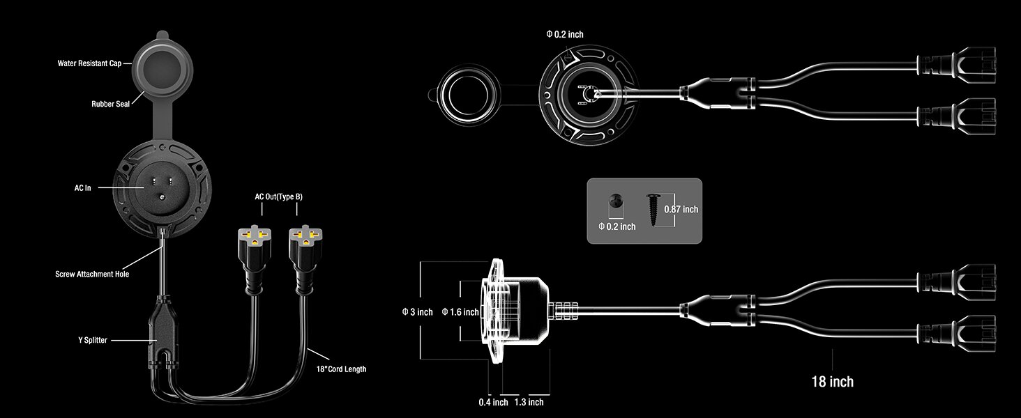 RV Shore Power Inlet Charger Plug