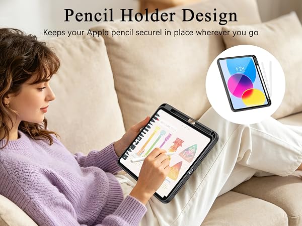 iPad 16 case magnetic with pencil holder easy use pencil