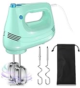 GUALIU Electric Hand Mixer with Stainless Steel Whisk, Dough Hook Attachment and Storage Bag, Han...