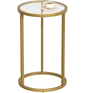 SAYGOER Round Side Table Small Gold End Table for Small Spaces 11.8" x 19.7" Narrow Couch Night S...