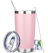 YEBTS Life 20 oz Tumbler with Lids and Straws, Stainless Steel Insulated Travel Coffee Mug, Doubl...