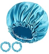 Satin Bonnet Silk Bonnet for Sleeping, Double Layer Hair Bonnet Silk Cap with Satin Scrunchies fo...