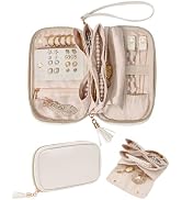 Lolalet Travel Jewelry Case Organizer, Ultra-Slim Soft Pouch -Creamwhite | Quiet Luxury PU Leathe...