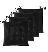 ELFJOY Set of 4 Square Chair Pads Indoor Seat Cushions Pillows with Ties Thick Soft Seat Cushion ...