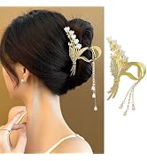 Flower Hair Clips for Thick/Thin Hair, Large Metal Hair Claw Clips Lily of the Valley Hair Clip R...
