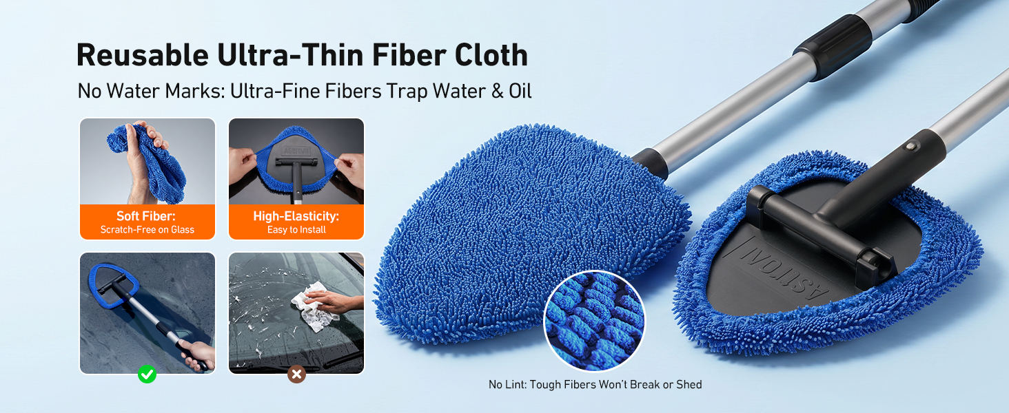 Lint-free microfiber pads instantly lock in water and grease without streaks.