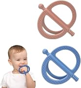 SOLIFEGOBLE 2 Pack Baby Teething Toy for 0-24 Months, Food Grade Silicone Teether, Easy Grip Desi...
