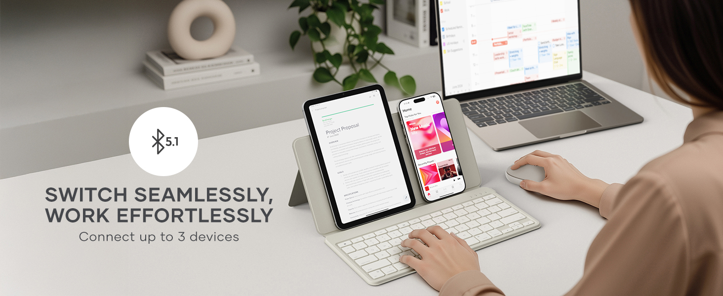 Satechi Compact OntheGo Bluetooth Mouse with USB C Rechargeable Battery, Connect up 3 Devices