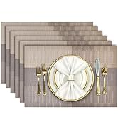Aofmee Placemats, Placemats Set of 6, Heat Resistant Place Mats, Washable PVC Table Mats, Woven V...