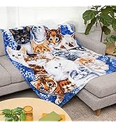 Dawhud Direct Collage Kitten Fleece Blanket for Bed, 50" x 60" Fleece Throw Blanket for Unisex an...