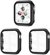 3 Pack Case Compatible with Apple Watch SE Series 6/5/4 44mm with Tempered Glass Screen Protector...