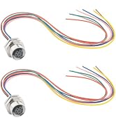 Hamadap M12 Connector Aviation Sensor Cable - 8 Pin Straight Female 0.2M,IP67 Waterproof Back Mou...