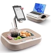 WISFISSH Tablet Pillow Stand with Snack Bowl and Writing Board, 360° Rotating Phone Holder for 4....