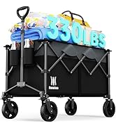 Navatiee 165L Collapsible Folding Wagon, Large Foldable Wagon with Silent All-Terrain Wheels, 330...
