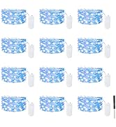 12 Pack Fairy Lights Battery Operated, 7FT 20LED Waterproof Silver Wire Firefly Starry Lights for...