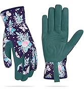 Womens Gardening Weeding Working Gloves, Leather Garden Glove for Women Thorn Proof No Stab for D...