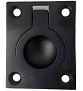 QCAA Solid Brass Flush Ring Pull, 36.5 x45 mm, Matte Black, 1 Pack, Made in Taiwan