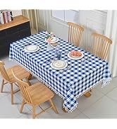 Essifunia Fringe Checkered Tablecloth with Tassel 52x70 Inch Rectangular - Farmhouse Rustic Fabri...