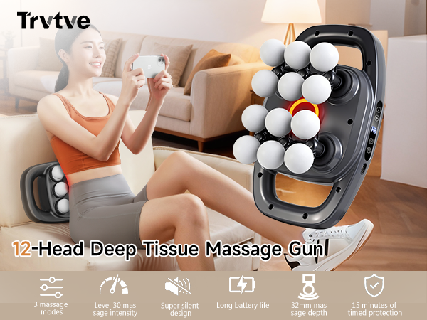 12-Head Massage Gun for Deep Tissue Massage