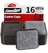 2 1/2" Square Reusable Felt Furniture Caster Cups with Carpet Bottom, Felt Furniture Sliders Floo...