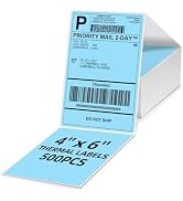 Omezizy 4x6 Thermal Labels, 1 Packs of 500 4x6 Fold Labels Blue - Compatible with JADENS, ASprink...