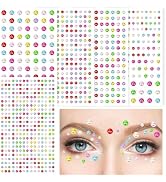 973Pcs Face & Hair Gems Stickers – Self-Adhesive Face Jewels & Rhinestones for Eyes, Body, Makeup...