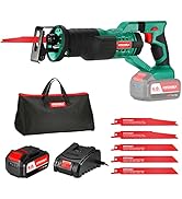 Cordless Reciprocating Saw, HYCHIKA 18V Cordless Saw with 0-2800 SPM Variable Speed, Cordless Pow...