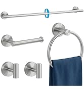 Twirobt 5 Piece Bathroom Towel Bar Set - SUS304 Stainless Steel Brushed Nickel Bath Towel Holder,...