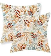 DAFENA Fall Pillow Covers 18x18 Inch 2 Pcs Burnt Orange Watercolor Leaves Autumn Decor Throw Pill...