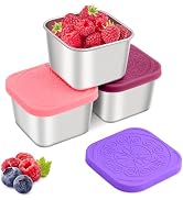 Qukaka Stainless Steel Snack Containers for Kids,7.2oz Easy Open Leak Proof Reusable Snack Box Co...