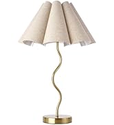 KUNJOULAM Small Table Lamp, Bedside Nightstand Lamp with Adjustable Beige Lampshade, Morden Mini ...
