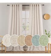 MIULEE Natural White Linen Curtains 90 Inch Long 2 Panels Set for Bedroom Living Room, Soft Thick...